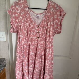 No Boundaries Pink and White Flutter Sleeve Sundress